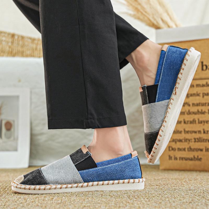 Fashion Summer Slip On Shoes Men Hemp Canvas Shoes Comfortable Flats Men's Cloth Shoes Breathable Casual Loafers Men Fisherman Shoes
