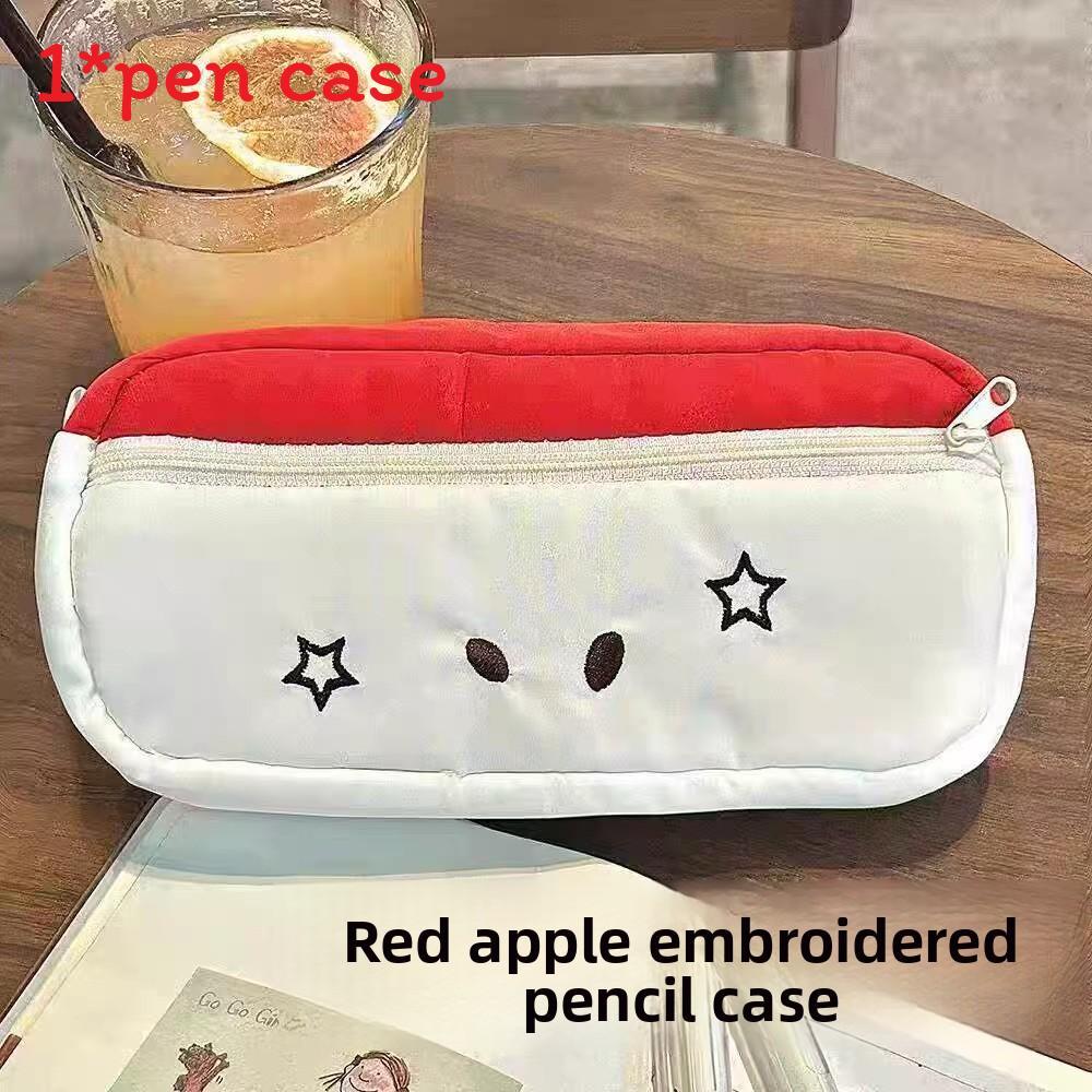 Nylon Color Block Pencil Case For Girls With Large Capacity And Casual Style красный