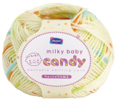 Olympus Milky Baby Candy Garn, Mittlere Stärke, Farbe. 204, Gelb, 40g, Ca.. 112m, Packung mit 6