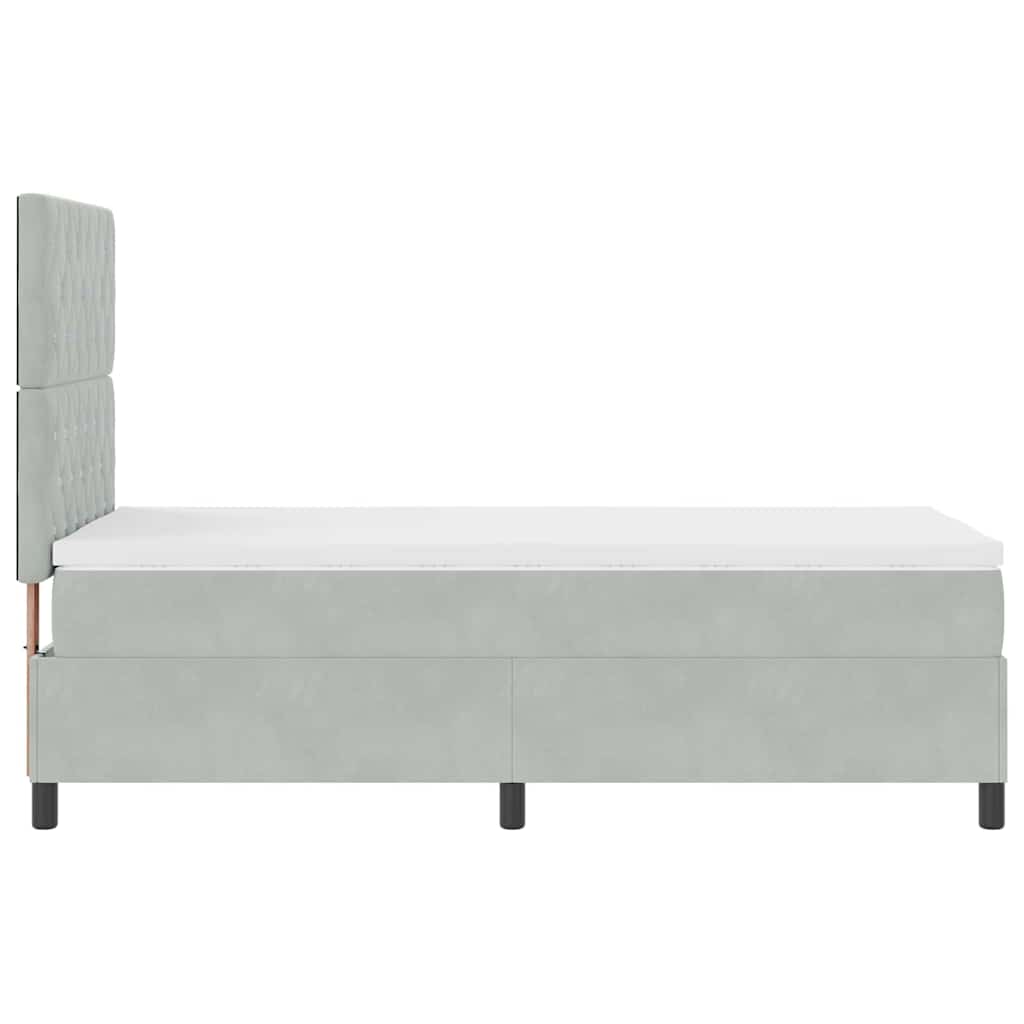 Box Spring Bed with Mattress Light Gray 90 X 190 Cm Velvet