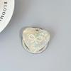 Iridescent Heart Rhinestone Phone Holder: Shell Pattern Magnetic Airbag Support Ring