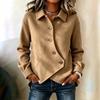 Giacca da Donna Asimmetrica con Collo e Bottoni Monocolore Manica Lunga Cappotto Casual