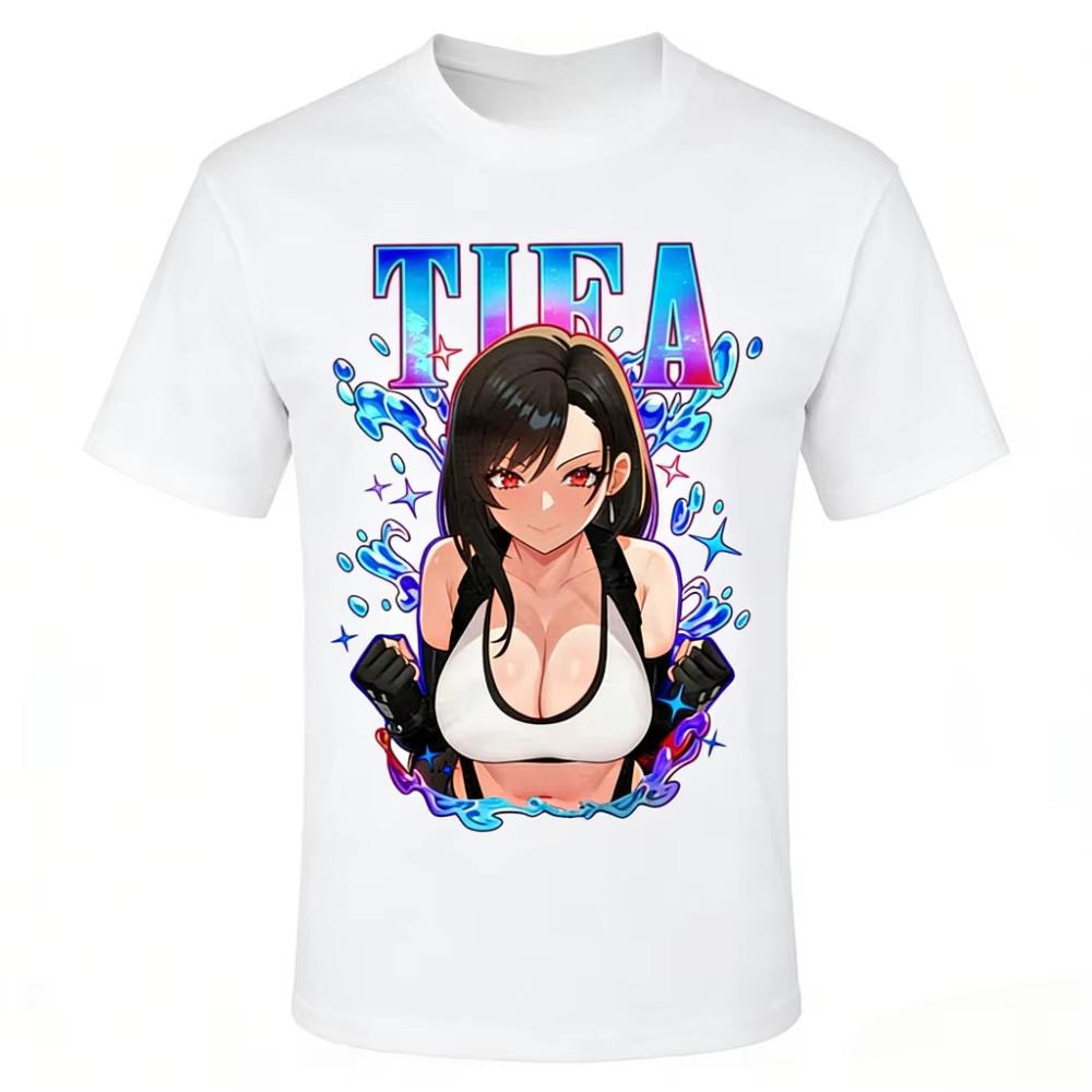 2026 New Summer Tifa Lockhart FF7 Retro Tshirt Waifu Tshirt Final Fantasy 7 Tshirt Mens and Womens Summer Fashion Top M