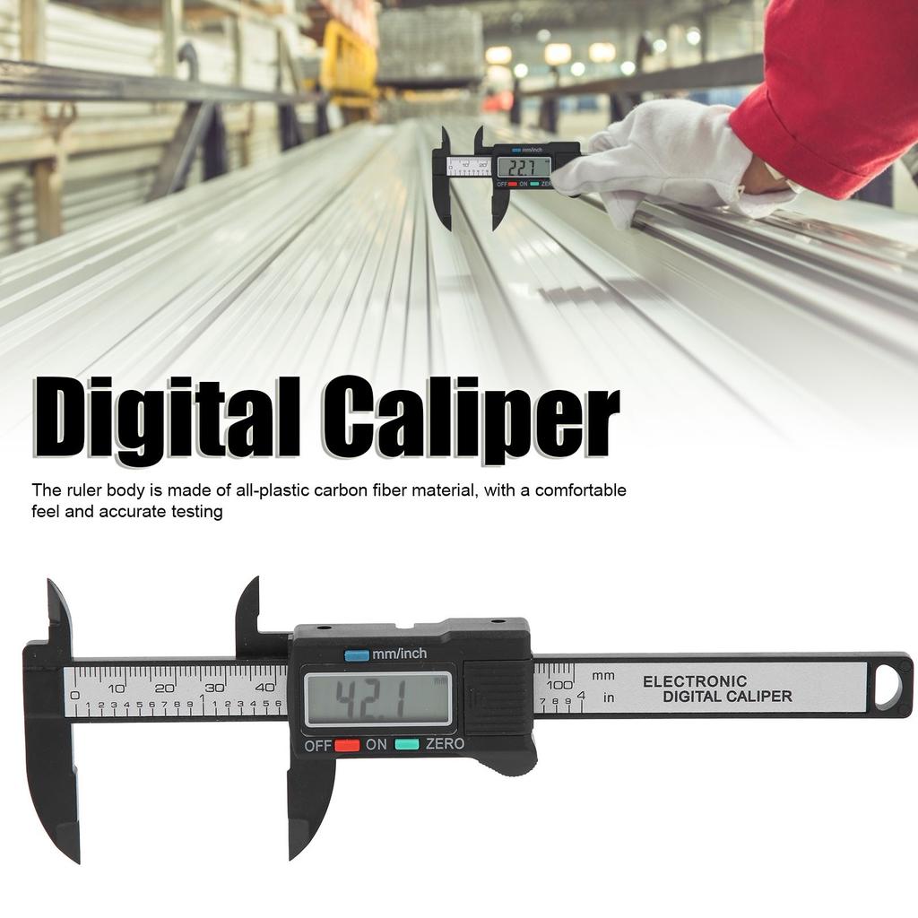 Digital LCD Display Caliper High Accuracy Plastic Carbon Fiber Vernier Scale 0-100mm