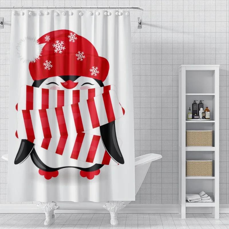 Home Decoration Shower Curtains For Bathroom Waterproof Curtain Fabric Modern Nordic Style Living Room Merry Christmas Winter