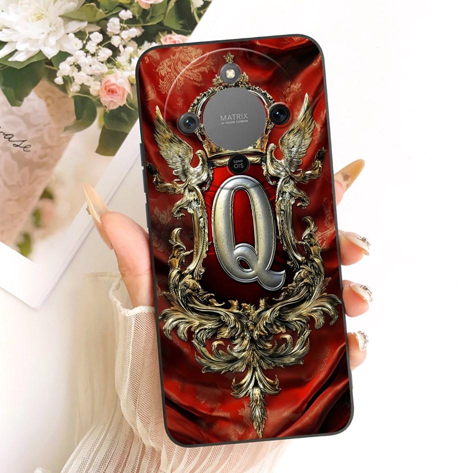 For Honor X9d Case MTN-NX1 Shockproof Cover Luxury Initial Letters Crown Soft Silicone Back Shell For HonorX9D Magic 8 Lite Capa