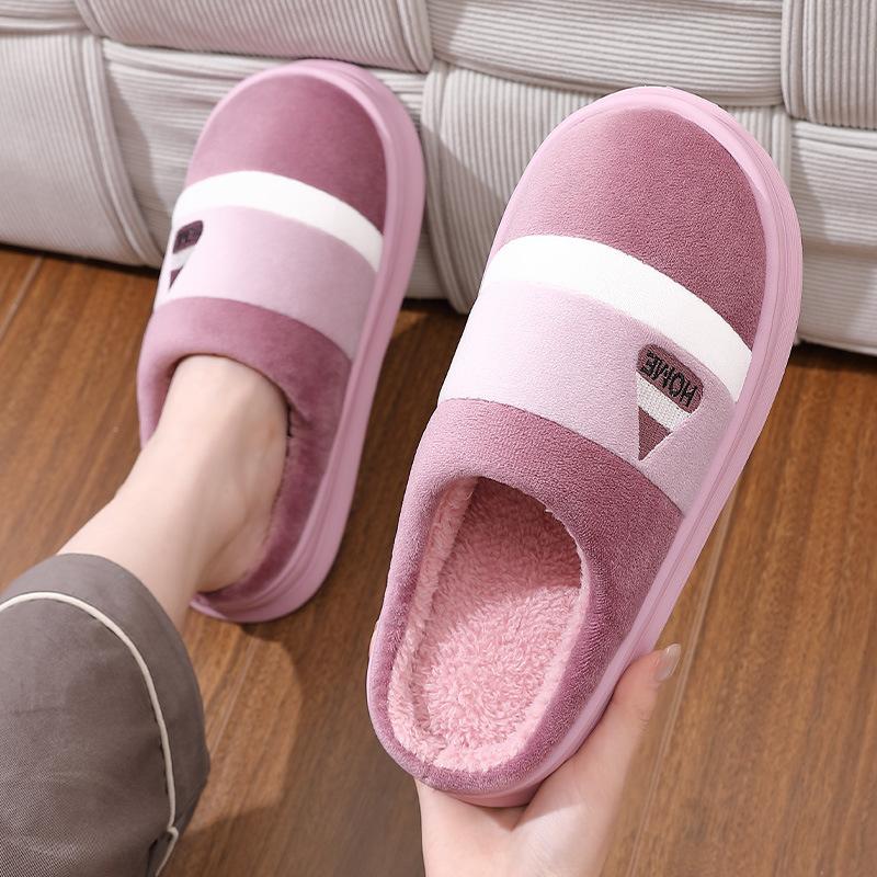 

Очень большой размер хлопковые тапочки мужские и женские осенне-зимние домашние нескользящие толстая подошва плюшевые теплые парные 40-41