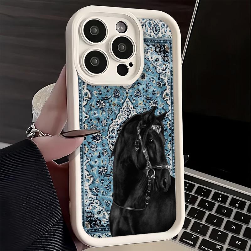 Phone Case for iPhone 17 Air 16E 15 16 Pro Max Horse Art Aesthetics Cover 14 Plus 13 12 Mini Soft Shell Silicone Fundas