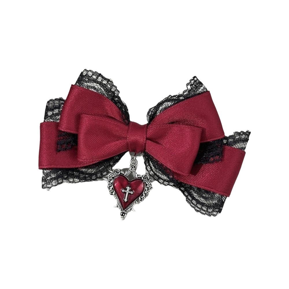 Y2K Bow Hair Clip Gothic Children Side Clip Lovely Cute Duckbill Clip Hair Accessories красный