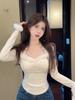 Japanischen Bogen Kawaii Schlank Chic Tops Frauen Frankreich Vintage Langarm Casual Tops Weibliche Koreanische Mode Slash Neck Kleidung Party