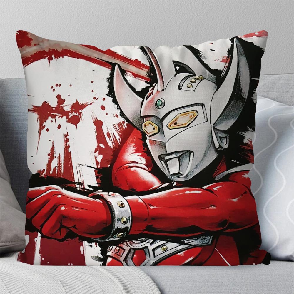 U-Ultraman Animated Hero Pillow Case Square Pillow Bedroom Sofa Leisure Comfort Cushion Car Living Room Home Decoration 40X40