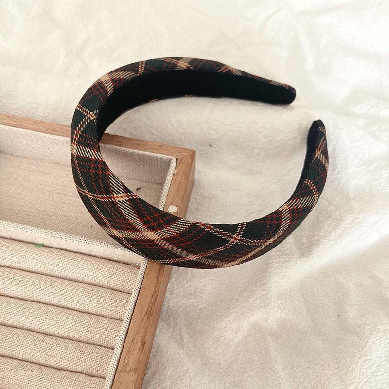Vintage Women's Plaid Headbands with Sponge Padding for Lady Girls Casual Hair Hoops Accessories