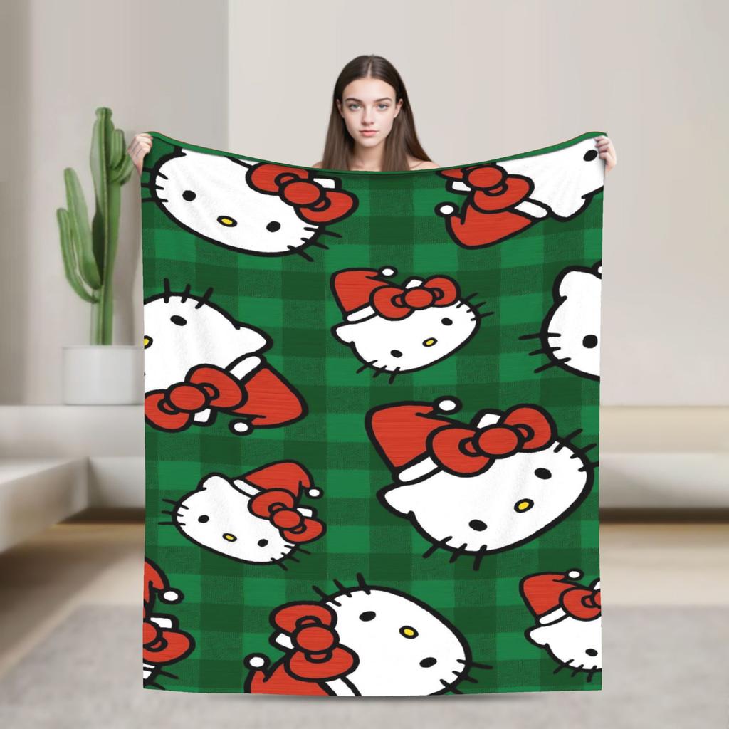 Cinnamoroll Christmas Fleece Blanket Funny Throw Blankets for Bed Sofa Couch 125*100cm Plush Thin Quilt