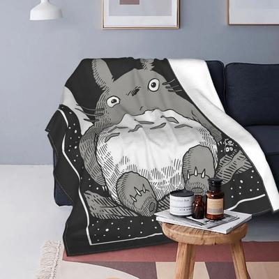 Anime My Neighbor Totoro Deken Fleece Maan Vintage Mysterieuze Warme Deken voor Slaapkamer Slaapbank Bed Tapijt