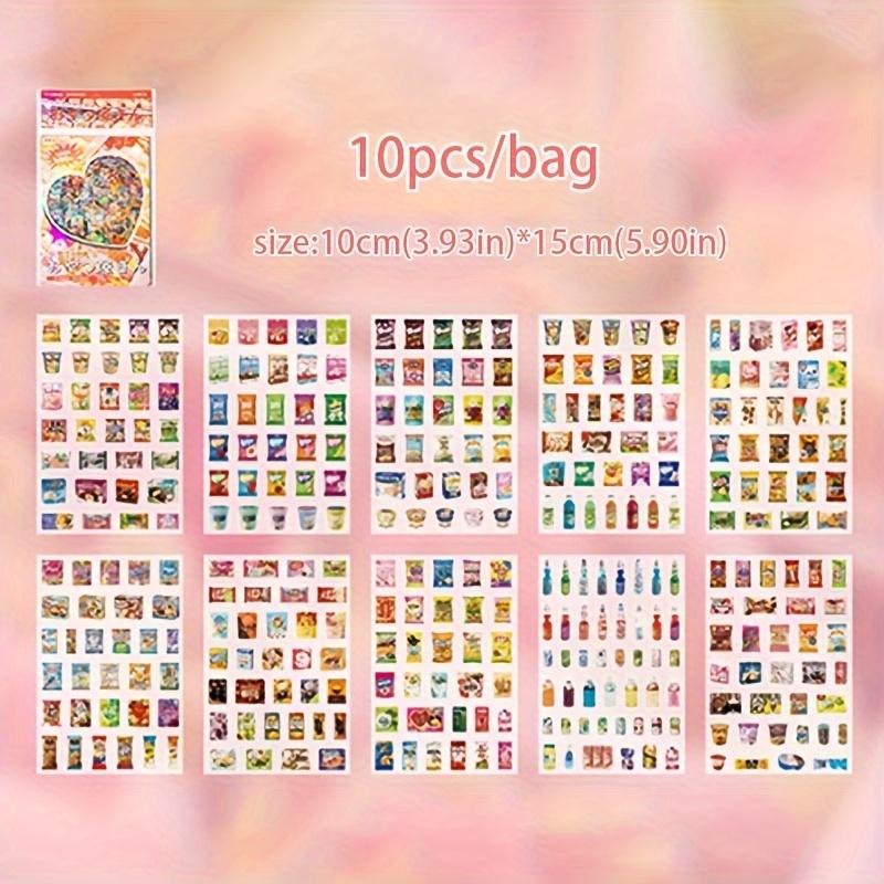 10pcs/bag PET Vintage Snacks Fruits Shop Stickers For Scrapbooking Kawaii Stationery Notebook Background Sticker DIY Decoration