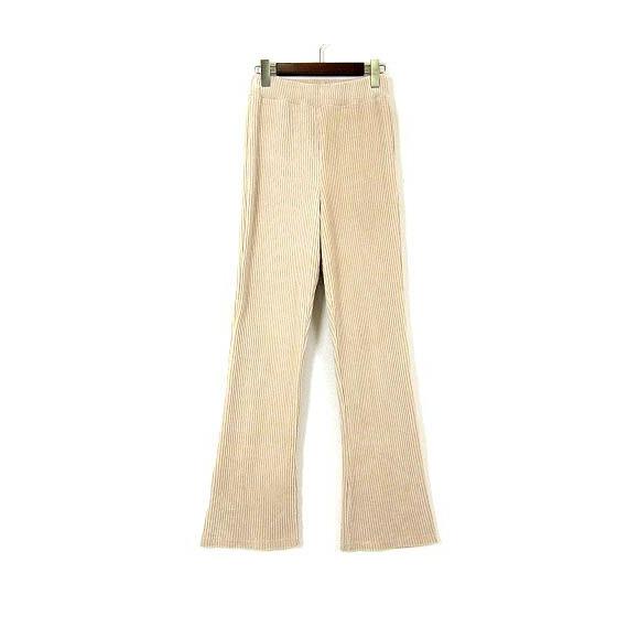 [Used] DHOLIC Pants Corduroy Easy Flare Pants L Beige Ladies [Vector Old Clothes] 260113
