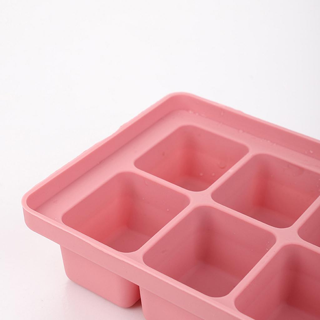 Morandi Color Big Grid Ice Cube Mold Household Ice Cube Tray with Lid Square Shape Ice Cube Tray Molds Kitchen Accessory