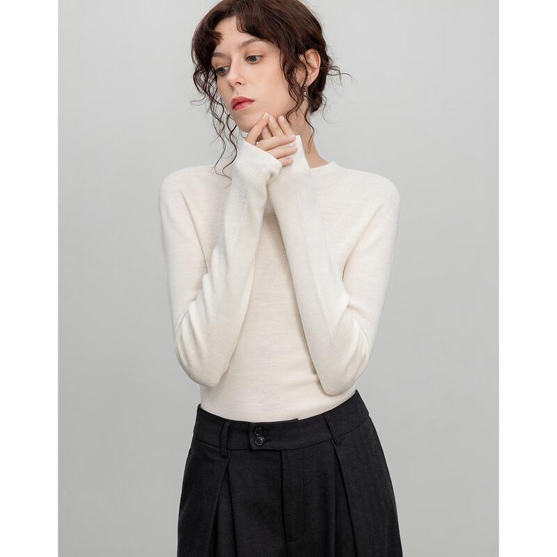 Demana Women's Seamless 100% Merino Wool Half-High Collar Sweater