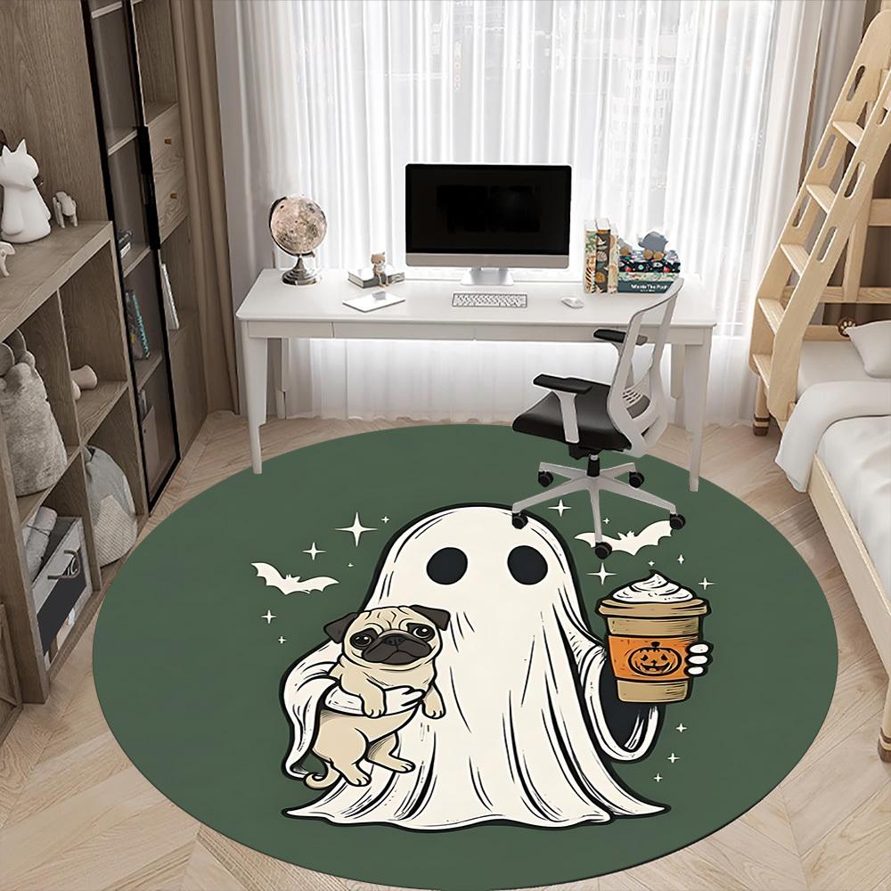 1 Stück Geistermops Büro Runder Teppich, Matte Geeignet Für Büro, Unter Bürostühlen Schlafzimmer Wohnzimmer Heimdekoration, Zimmerdeko