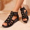 2026 Cool Women's Summer Plus Size Wedge Fashion Outside Wear Fish Mouth Open Toe Sandals