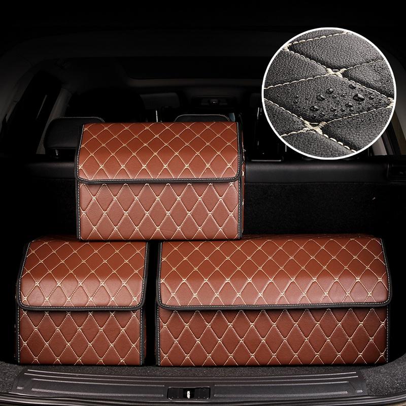 Organizer do bagażnika samochodu luksusowy składany bagażnik samochodowy schludny schowek Wodoodporny organizer do bagażnika samochodowego PU do samochodu
