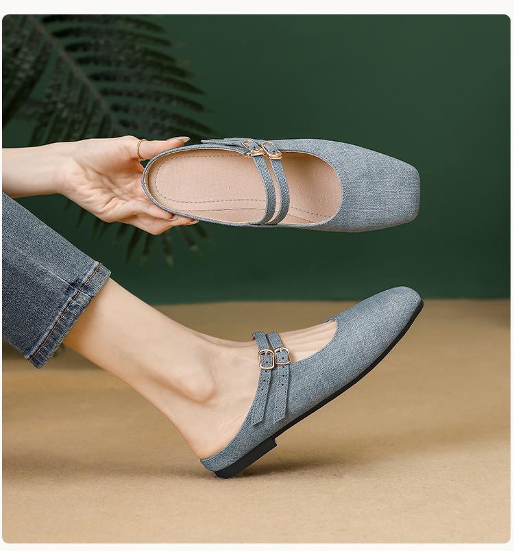 Women's 2024 Summer Flat Mule Slippers - Pointed Toe, Half Coverage, Evening Wear