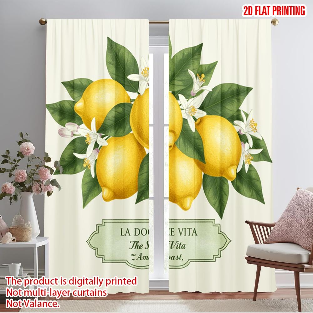 

2pcs 2D flat printing Drapes Lemons Amalfi Coast Life Polyester Without Electricity Festive Curtains for Holiday Parties Home 52.50×116.00 CM 2pcs