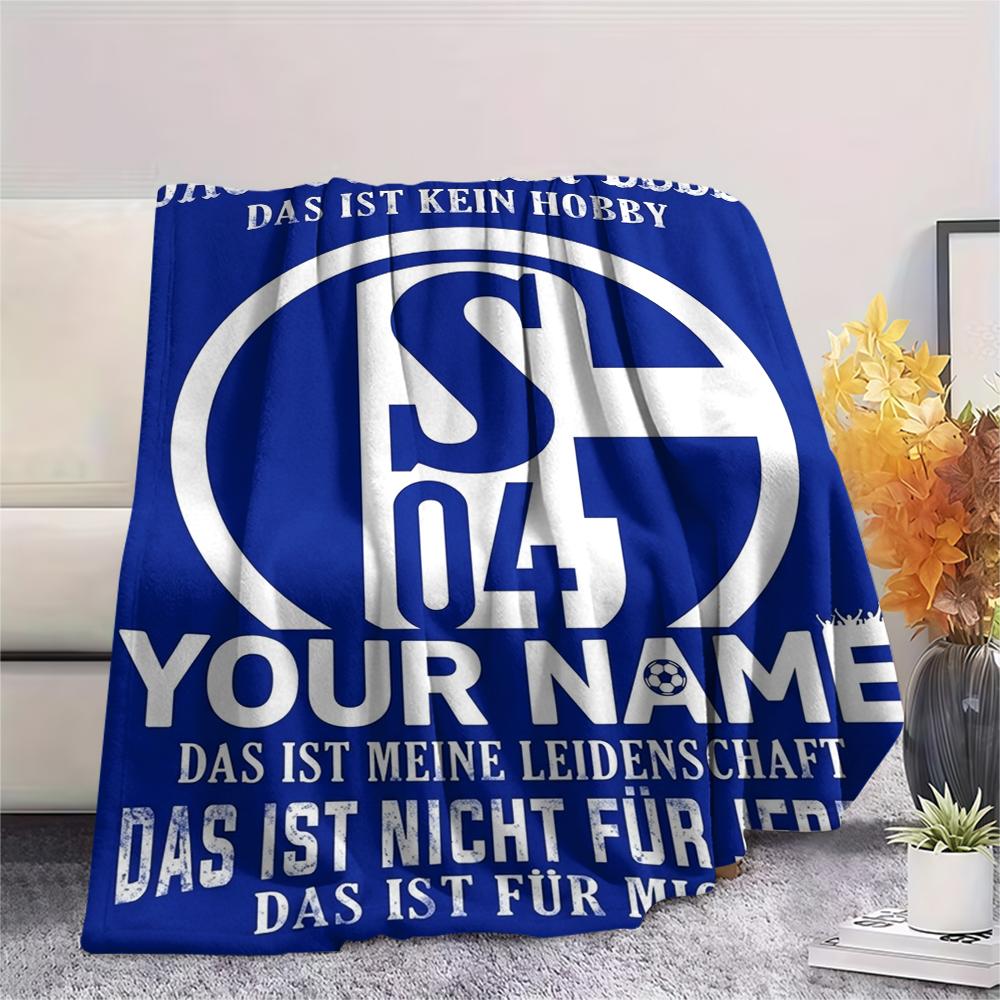 1pz Coperta in Flanella Personalizzata con Nome e Motivo FC Schalke 04 Adatta a Tutte le Stagioni per Arredamento Casa Calore e Comfort Regali Regalo Festivo_xia