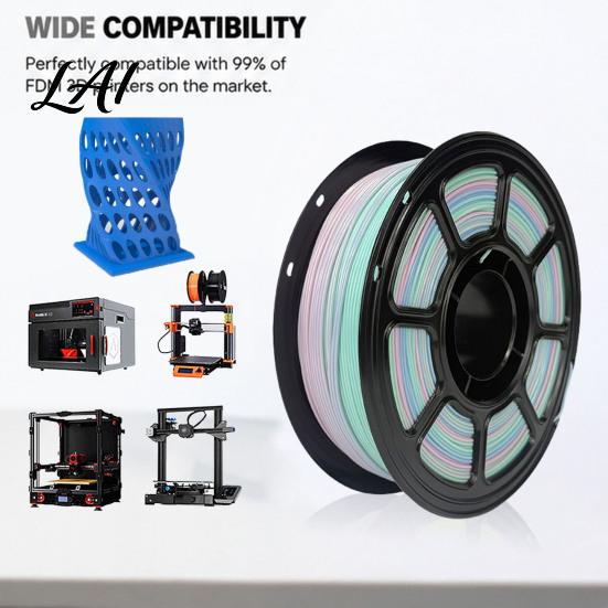 Low Shrinkage Filament Rainbow Gradient PLA 1.75mm 1KG Spool for FDM 3D Printers Warpage Printinng Roll