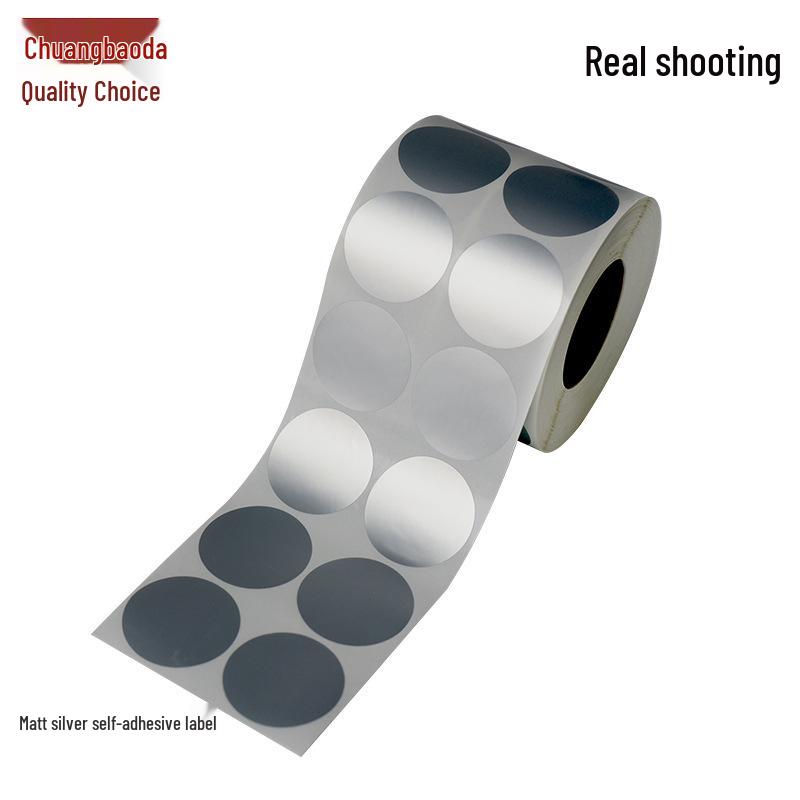 Okrúhle strieborné samolepiace štítky, Veľkosti: 5-100mm