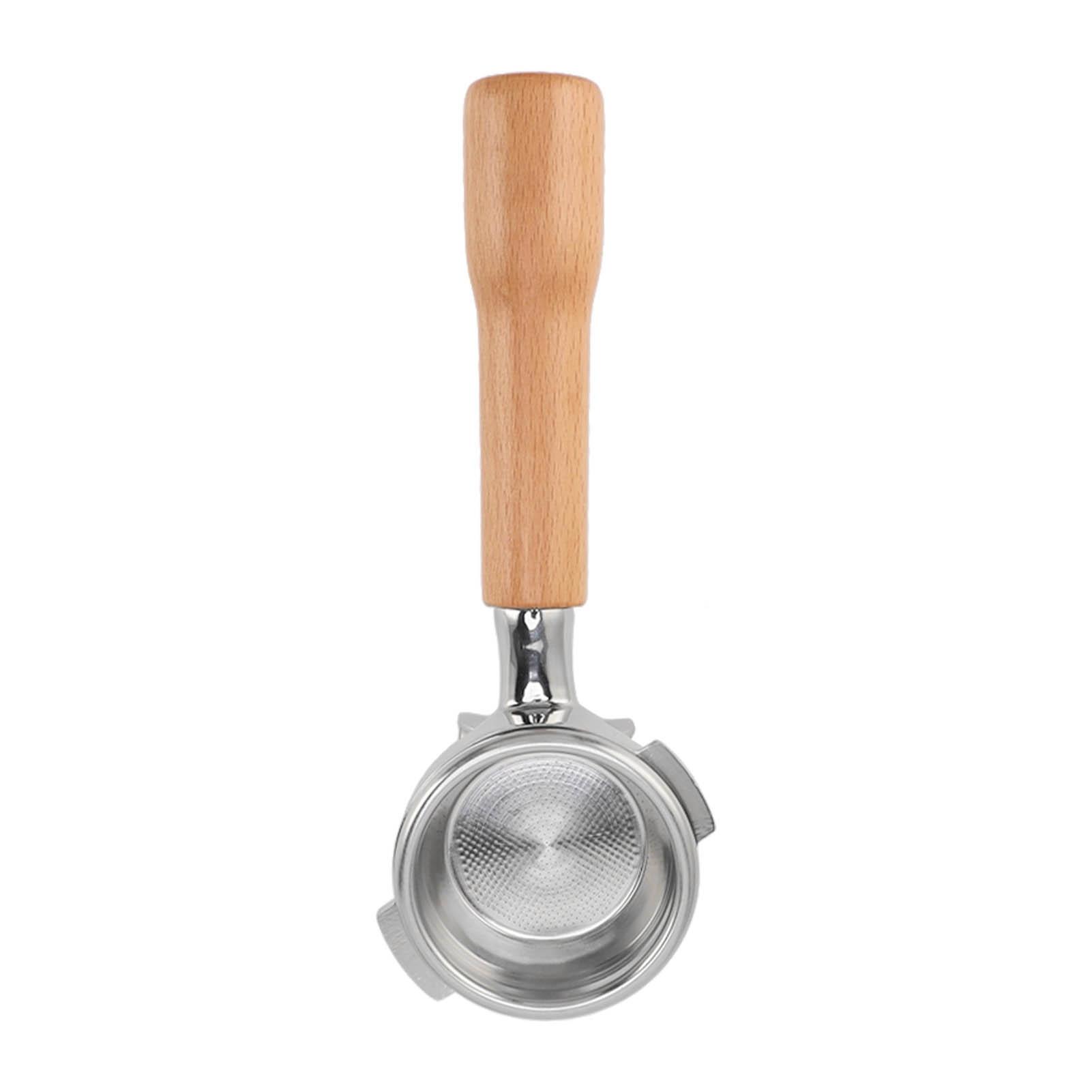 Portafiltre à café 58 mm Acier inoxydable 2 oreilles Support de filtre amovible Portafiltre avec poignée en bois Double bec pour machine à café Nuova