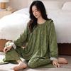 Pajamas with Chest Pads Women's Spring and Autumn Cotton Long-sleeved Women's 1011 New High-end Women's Autumn and Winter Loungewear Set