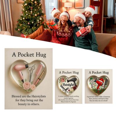 Hairstylist Pocket Hug with Positive Card Emotional Support Heart Shaped Christmas Hair Stylist Pocket Token Encouragement