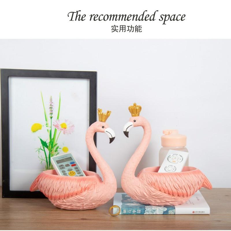 1Pcs Kreative Harz Handwerk Veranda Hause Lagerung Ornamente Flamingo Dekoration Lagerung Box