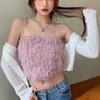 Autumn and Winter New Fashion 100 Hair Fringe Sexy Age-reducing Halter Vest Korean Version of Bare Collarbone Chain Strapless Top