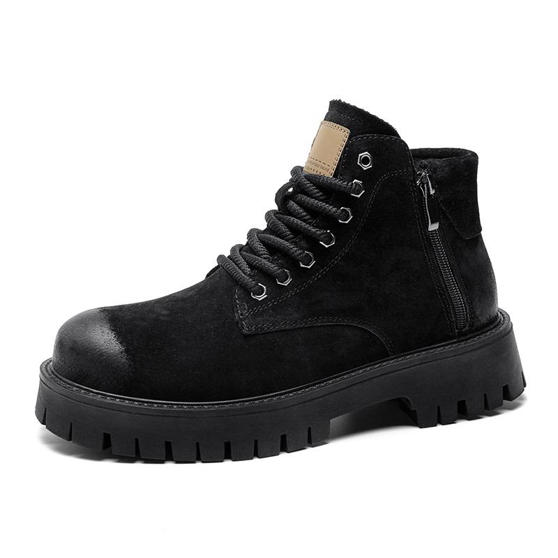 Fashion Thick soled autumn and winter men's boots Trendy British retro style Business Office Quality adult warm High top shoes New