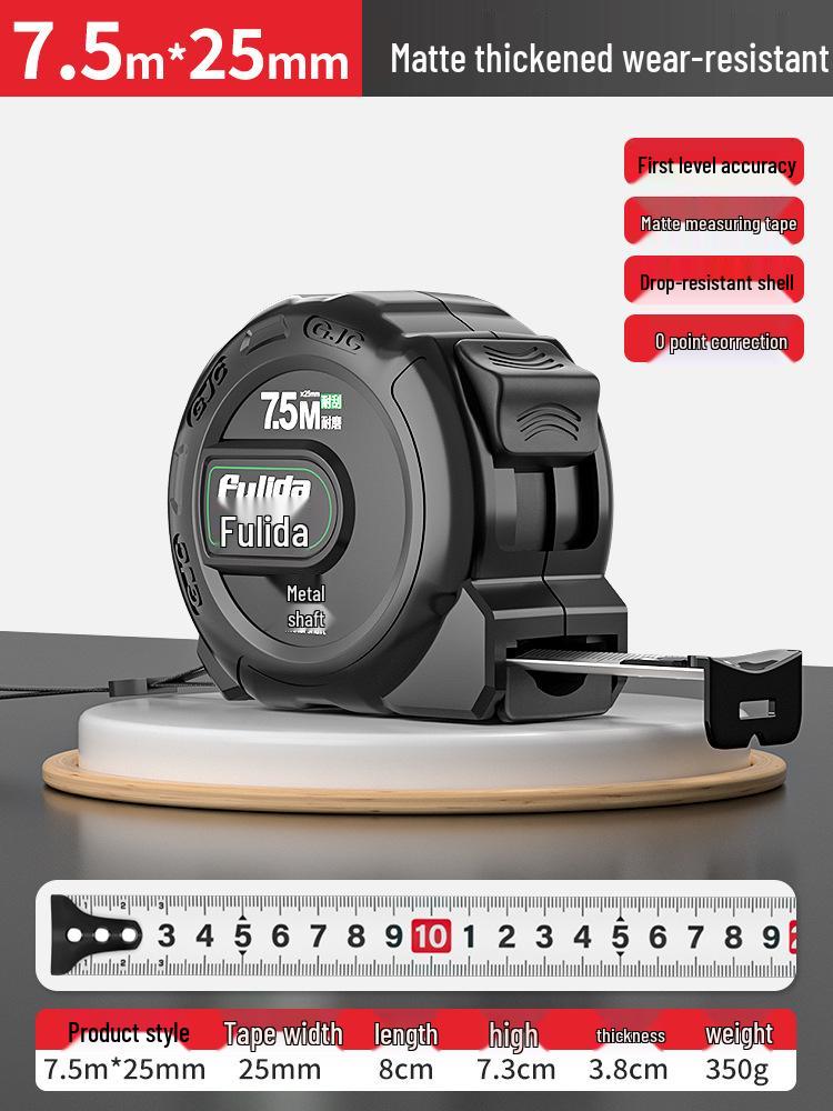 KT 5m Fluorescent Steel Tape Measure - Wear-Resistant, Self-Locking Ruler