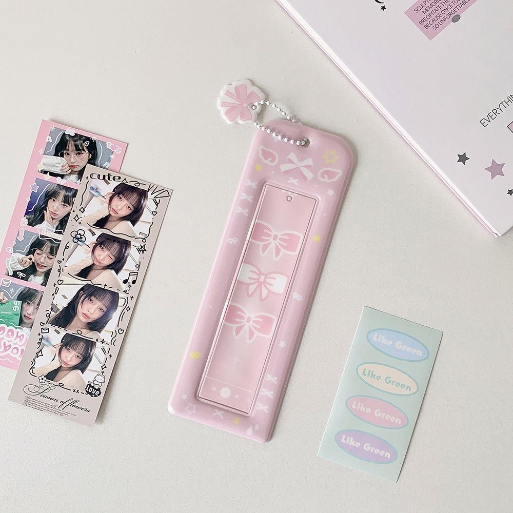 Cute PVC Photo Storage Case Bowknot 4 Grids Idol Photocard Holder Hollow Photos Protective Cover for Student Girls