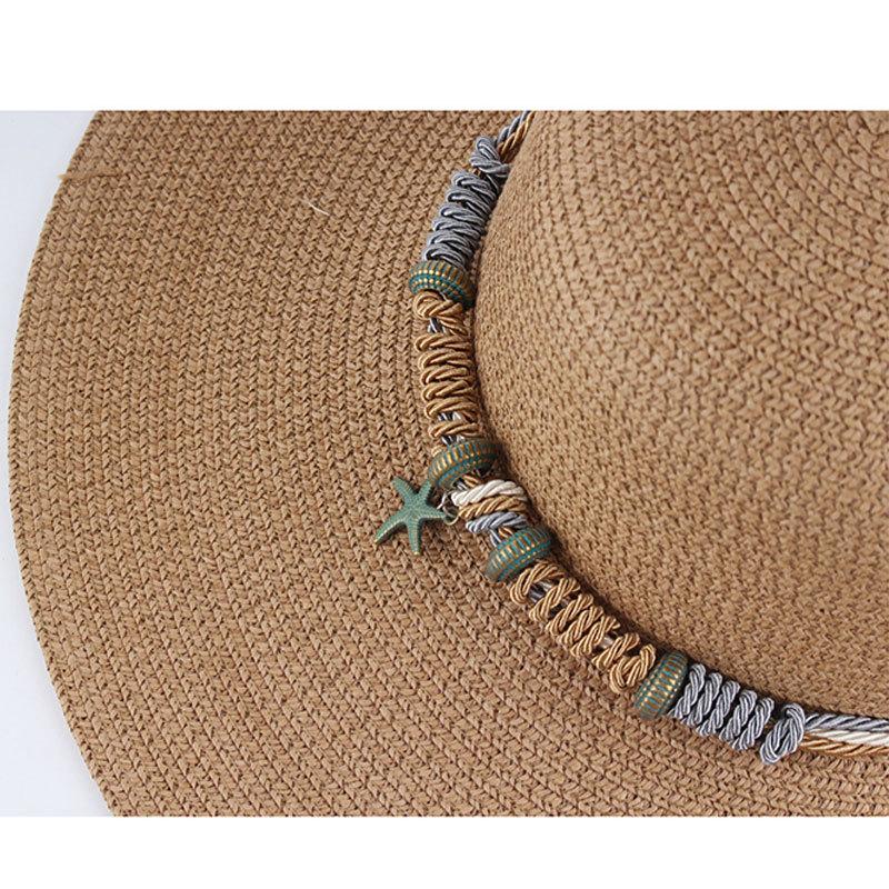 Summer Ladies Outdoor Travel Visor Beach Large Brim Sun Hat Dome Straw Hat