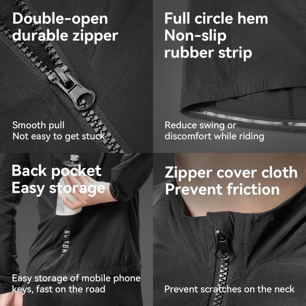 ROCKBROS Cycling Jacket Windproof Reflective MTB Bike Bicycle Windcoat Lightweight Sunscreen Hiking Jacket Sports Clothes