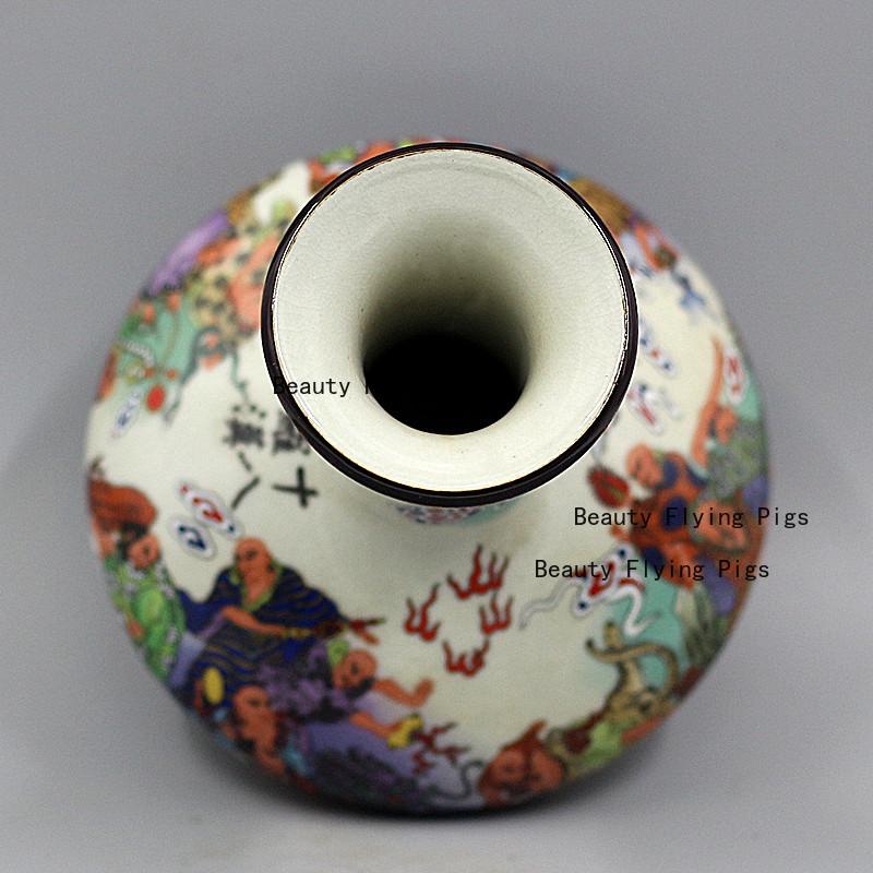 1 Stück Keramik-Blumenvase Achtzehn Arhats Vase Chinesischer Stil Vasen Dekoration Heimdekoration Vase Blumenarrangement Behälter