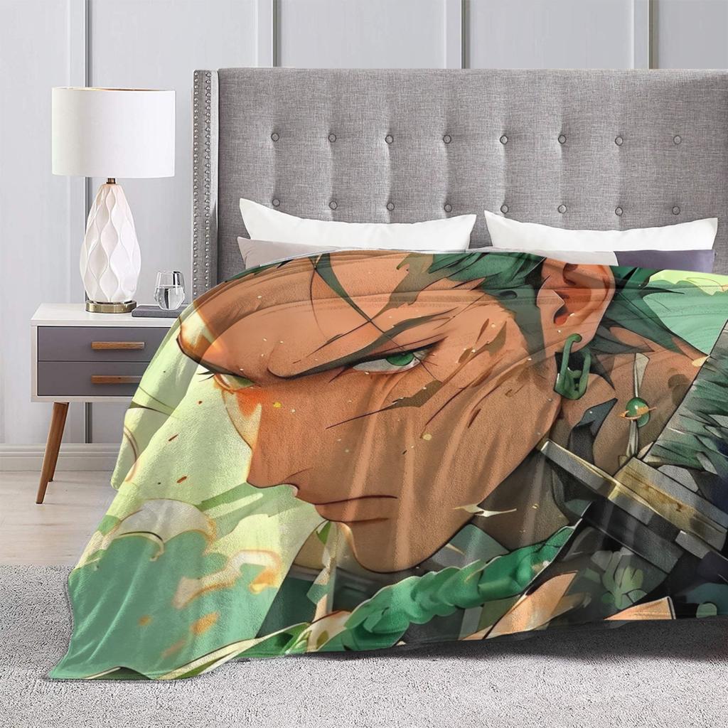 Una Coperta in Flanella P-Pieces di Roronoa Zoro Coperta Calda Morbida per Soggiorno Campeggio Copriletto Estetico Copriletto per Divano Letto