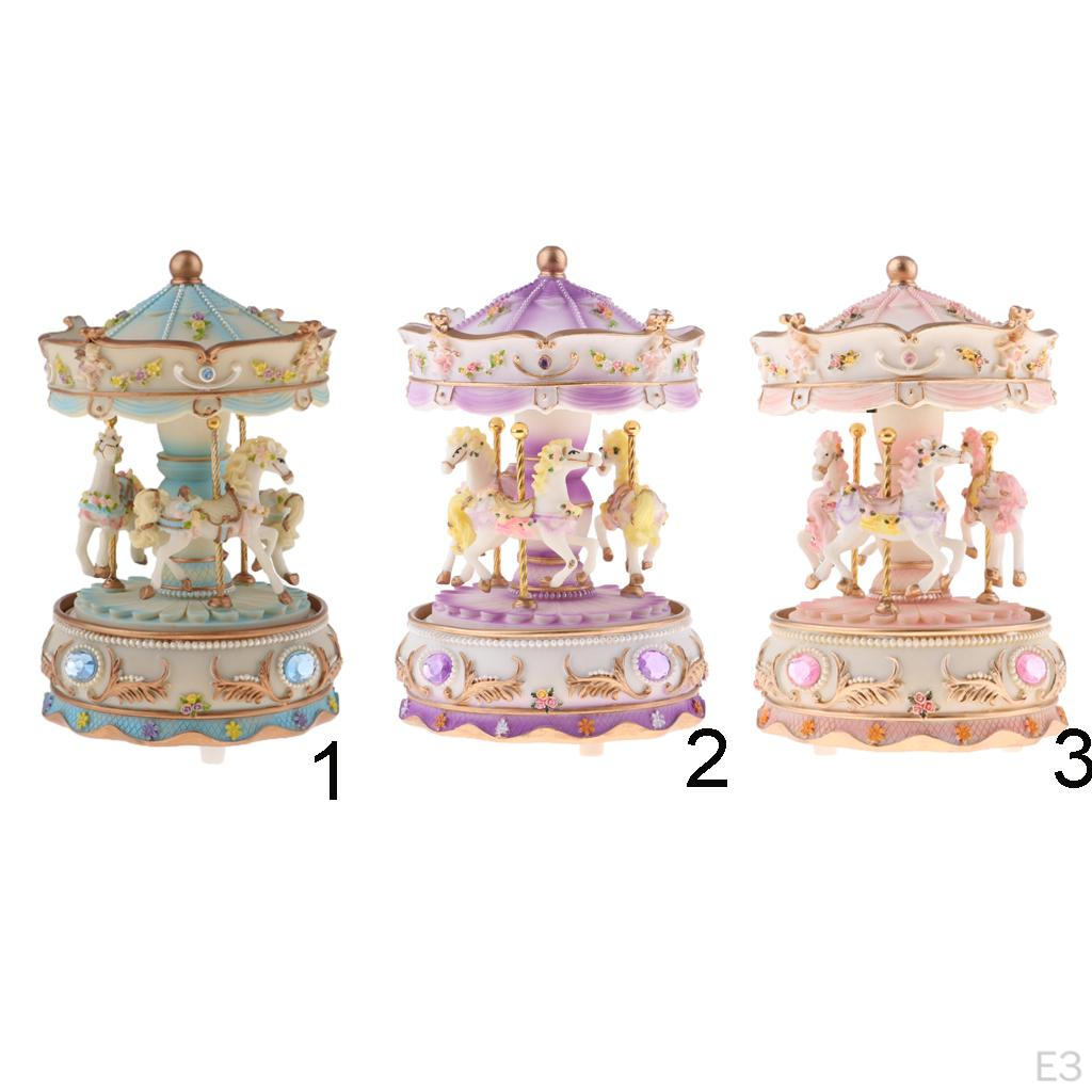 Classical Music Box Rotating Clockworek Musical Lights Twinkling Resin Collectibles Mechanism DIY