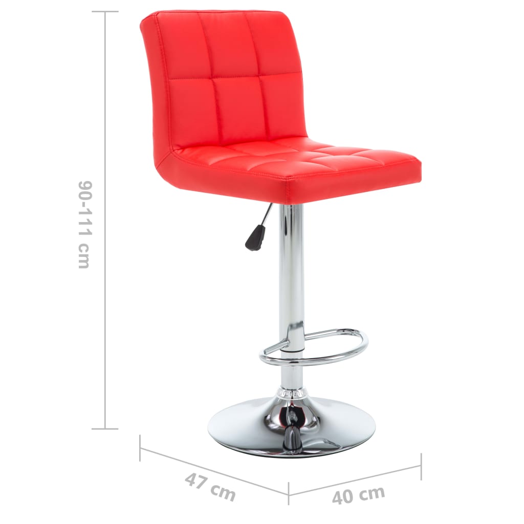 Bar Stool Set 2 pcs Red Faux Leather
