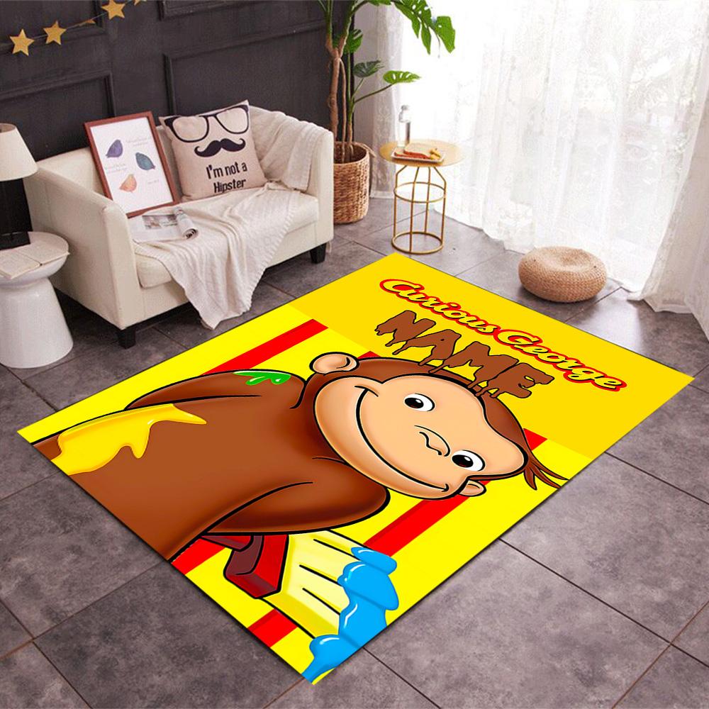 Curious Monkey Party Personalized Name Floor Mat Perfect for Bedrooms Study room Dormitory Playrooms Anti-slip Rug Decorate Offices