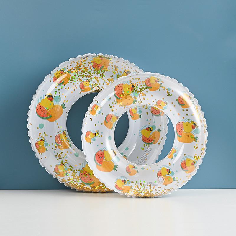 And Adult Childrens Swimming Circle Thickened Sequin Cartoon Fruit Pattern Duck