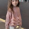 Suéter de Punto para Niñas Jersey Infantil Top de Princesa con Patrón Elegante y Diseño de Encaje