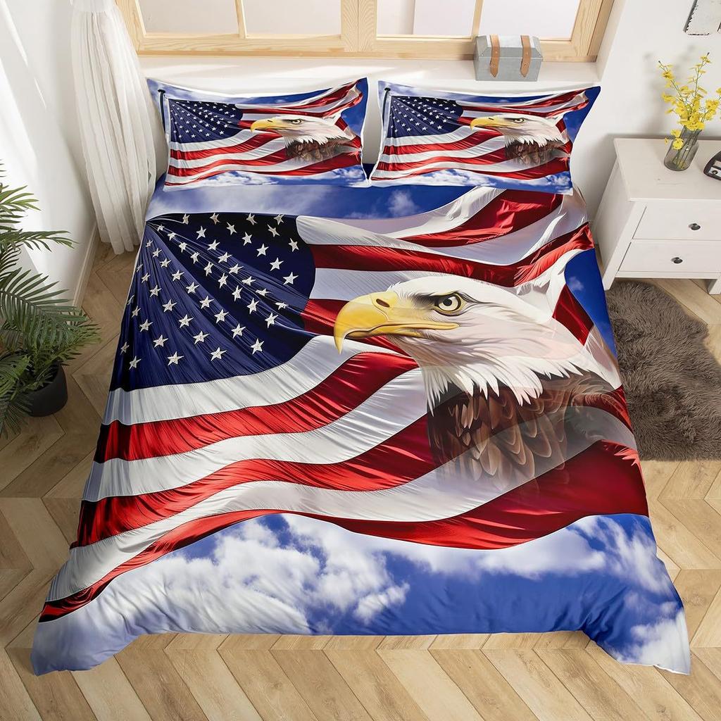 Adler Muster 3D Digitaldruck Quilt Set Dreiteiliges Bettwäscheset