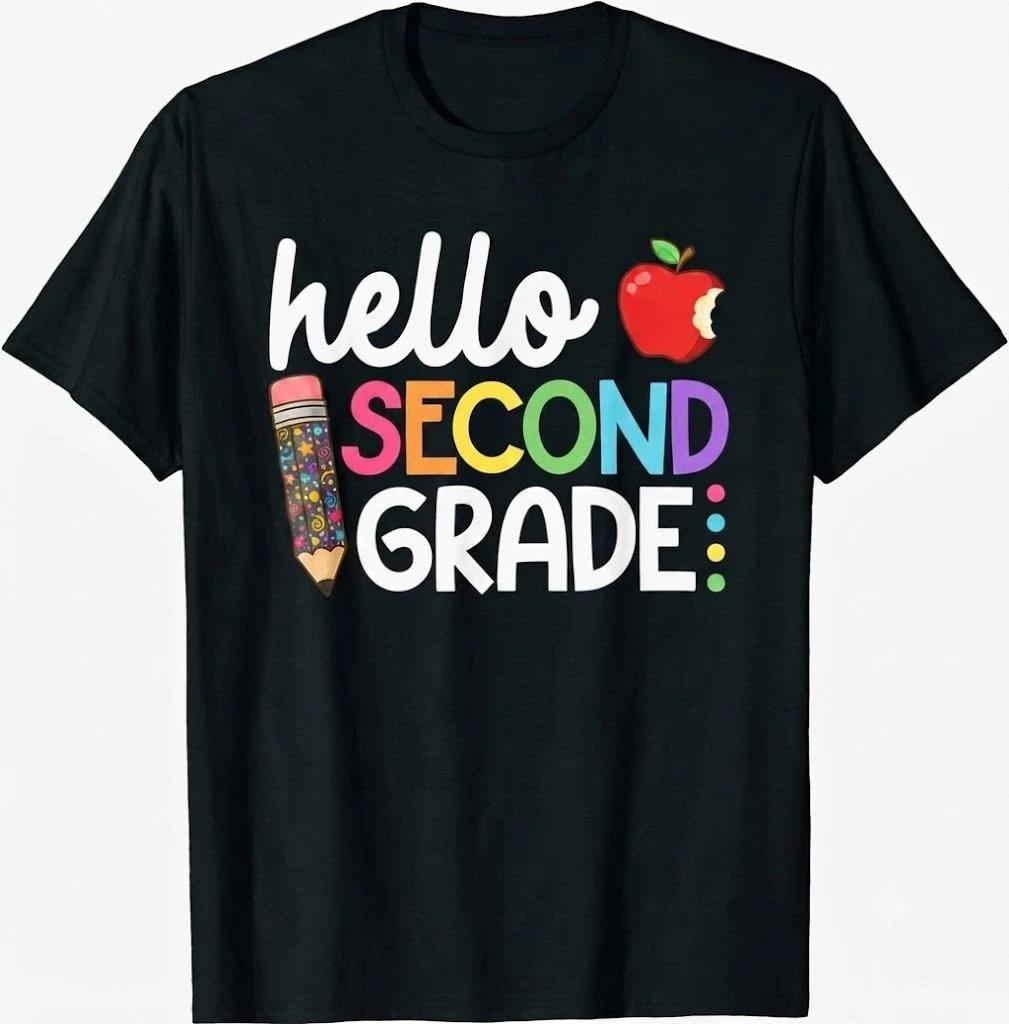 Hello Second Grade Team 2nd Grade Back To School Teacher T-Shirt M