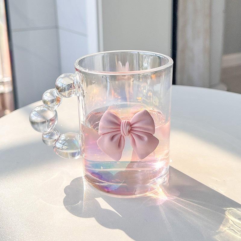 Creative Glass Cup Multi-Color Bubble Luxury Straw Cup Household Handgrip Home Office Drink Water Juice Cup with Handle Mug